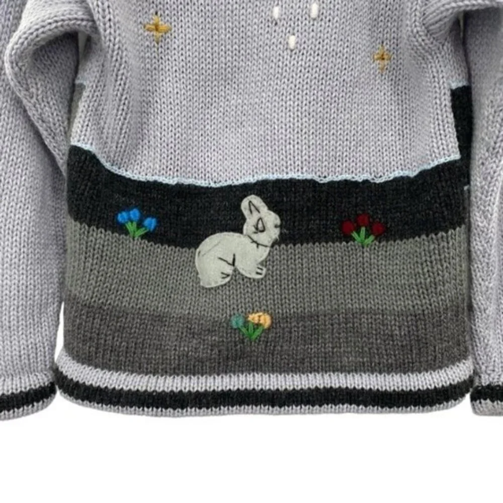 Alpaca Connection Kids Peruvian Zip Up Embroidered Hooded Cardigan Sweater